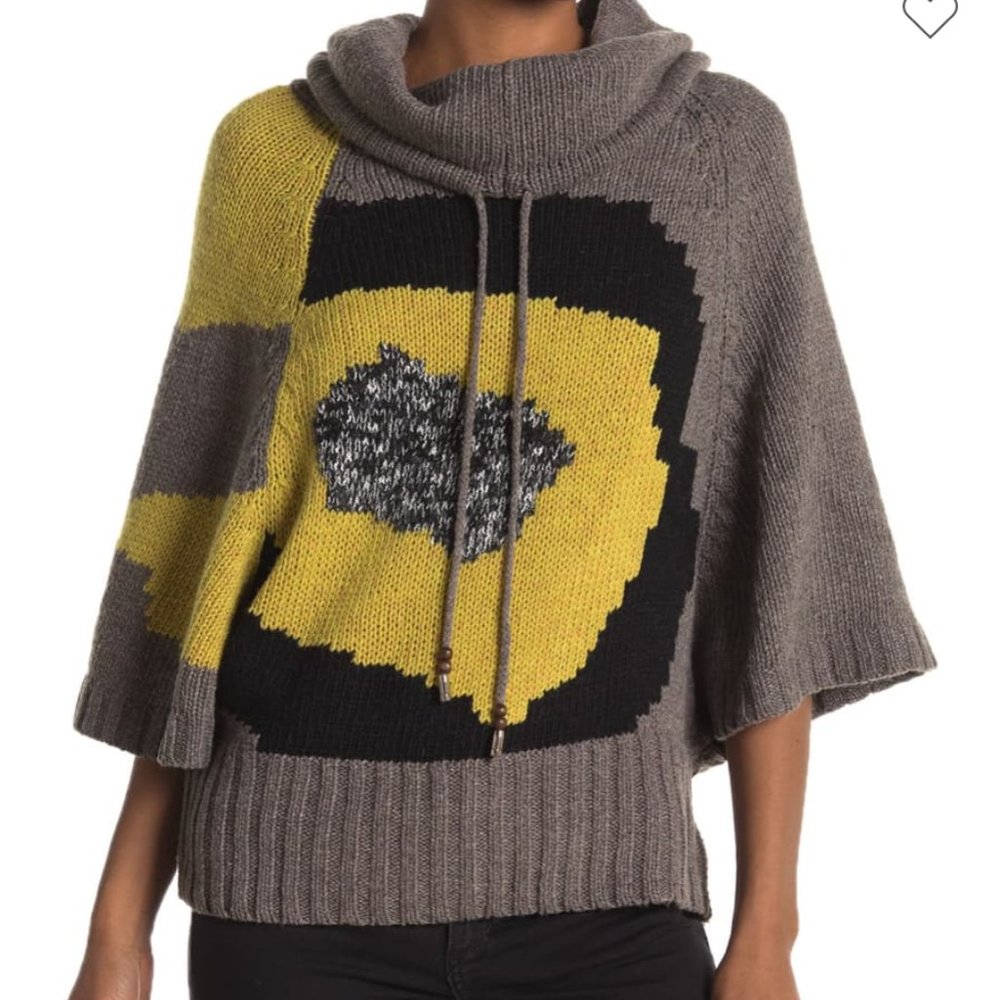 Vertigo Paris Printed Drawstring Cowl Neck Sweater, Vertigo Sz S